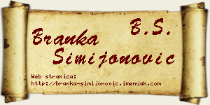 Branka Simijonović vizit kartica